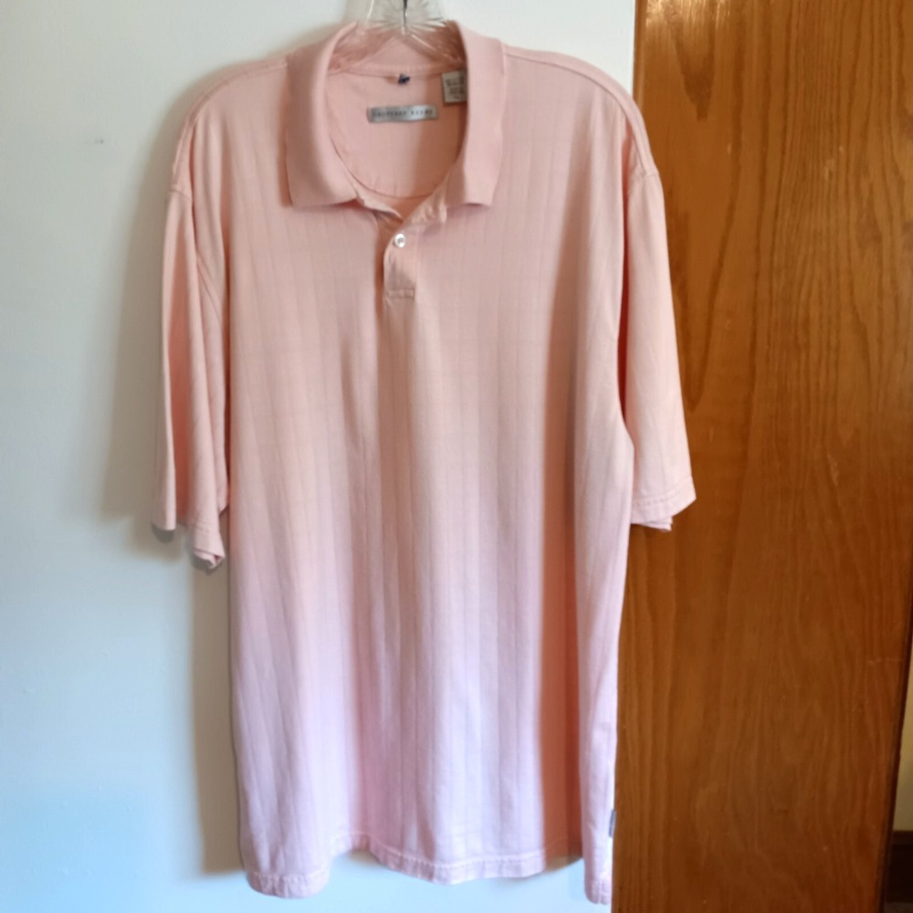 Geoffrey Beene - Mens Peach‎ Short Sleeve Golf Polo Shirt – Size XL